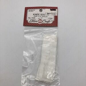 Vintage Fibre Craft White Doll Knee Socks New